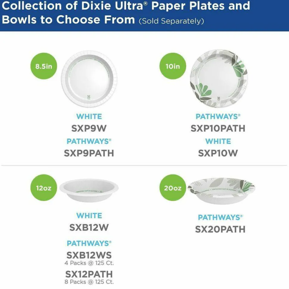 Dixie Ultra Pathways Heavyweight Paper Bowls, 20 Oz, Burgundy/Green, Carton Of 500 Bowls