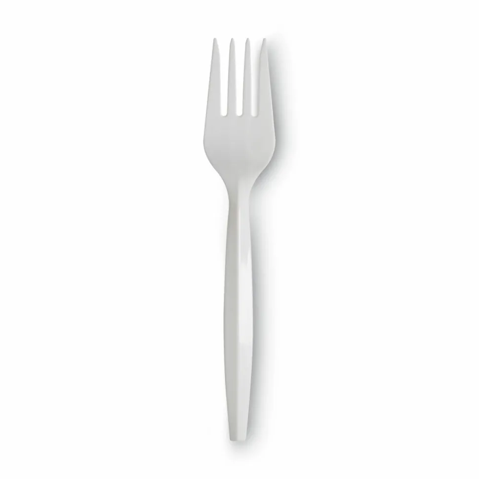 Dixie Bulk Case Plastic Forks, White, Case Of 1,000