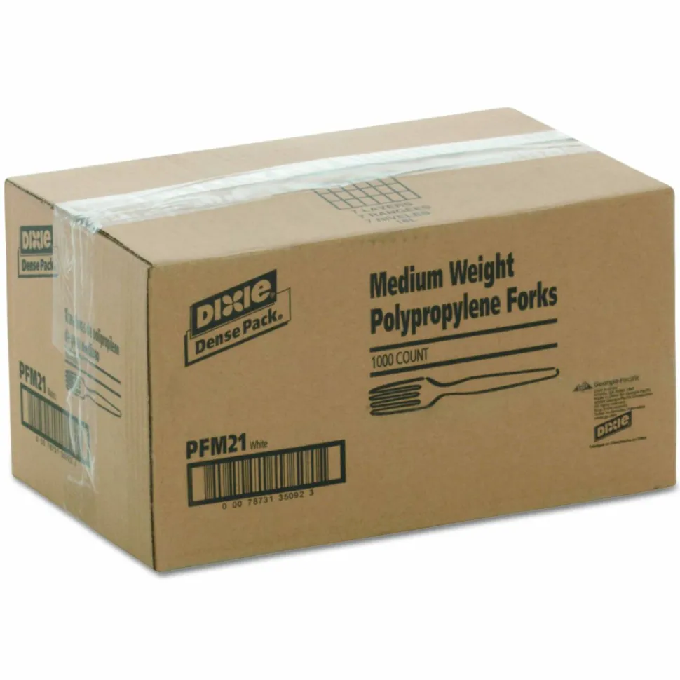 Dixie Bulk Case Plastic Forks, White, Case Of 1,000