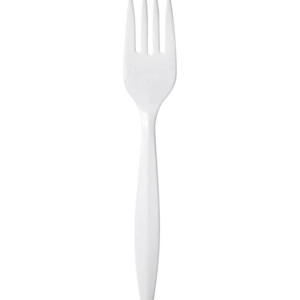 Dixie Bulk Case Plastic Forks, White, Case Of 1,000