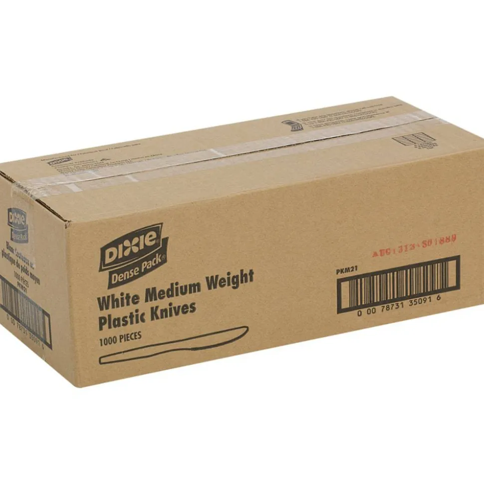 Dixie Bulk Case Plastic Knives, White, Case Of 1,000