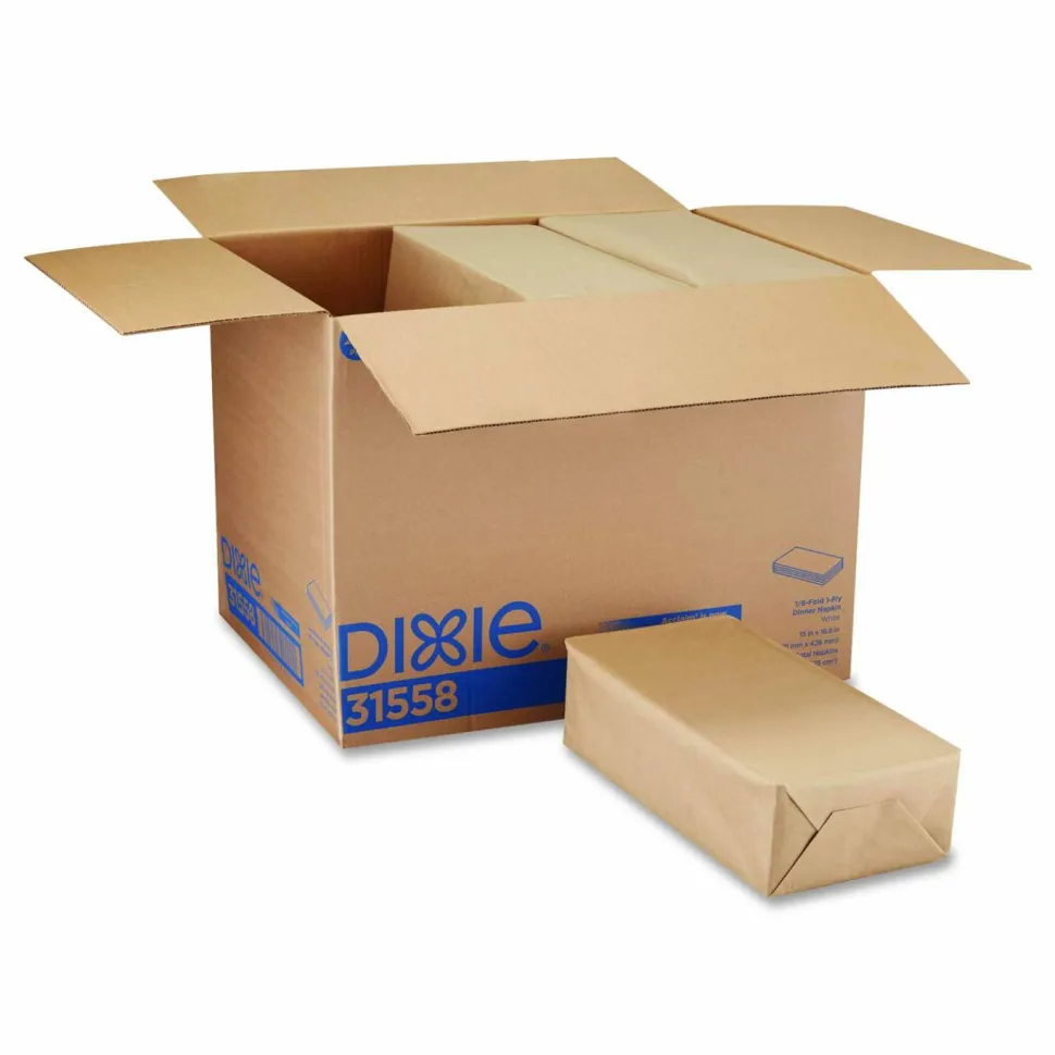 Dixie 1/8-Fold Dinner Napkin, 1-Ply, 15 x 16.8, White, 350/Pack, 12 Packs/Carton