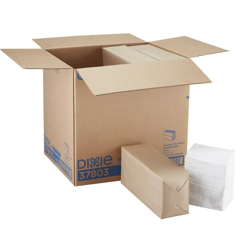 Dixie Full-Fold Napkin Refills, 5" x 6-1/2", White, 600 Napkins Per Pack, Case Of 12 Packs