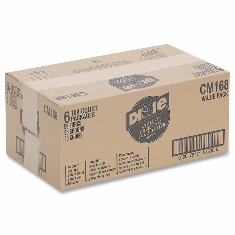 Dixie Heavy-Weight Plastic Cutlery Combo Box, White, Box Of 168