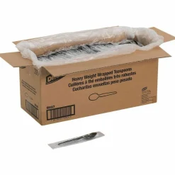 Dixie Individually Wrapped Heavyweight Spoon, Plastic, Black, 1,000/Carton