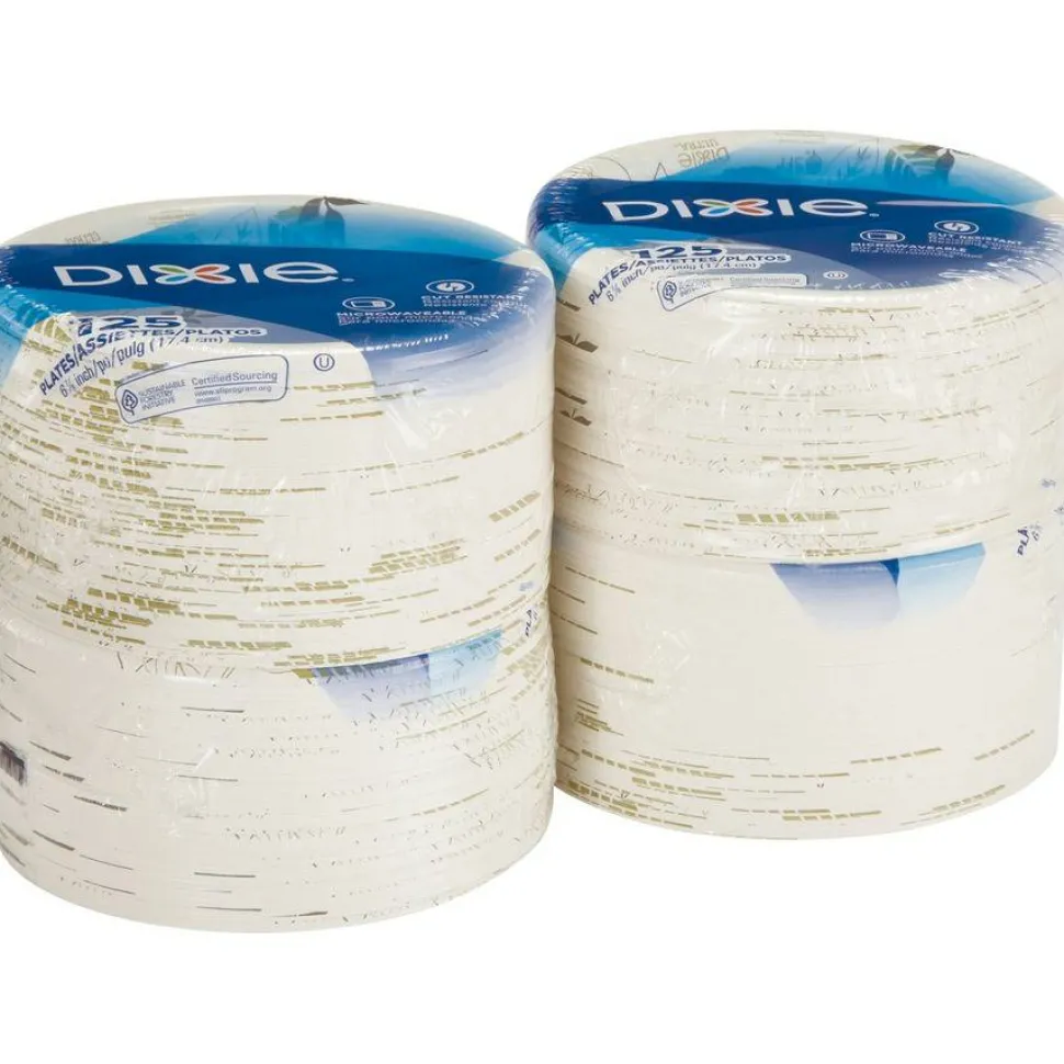 Dixie 6 7/8" Medium-Weight Paper Plates, Pathways, 500 Count (125 Plates Per Pack, 4 Packs Per Case)