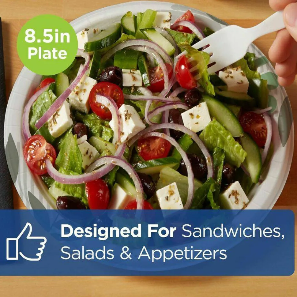 Dixie 8 1/2" Medium-Weight Paper Plates, Pathways Design, Pack of 125 Plates