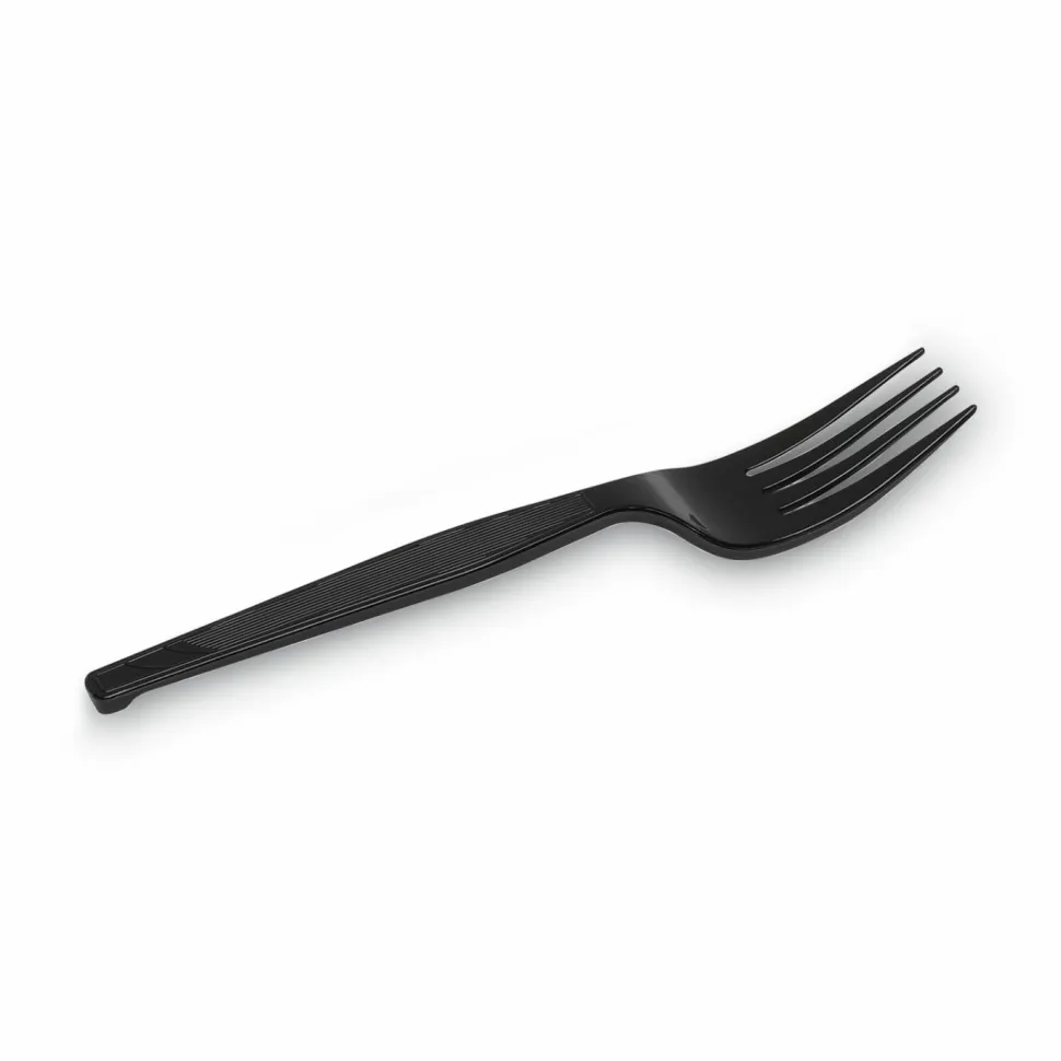 Dixie Medium-Weight Polystyrene Disposable Forks, 6.104"L, Black, 1000 Per Case