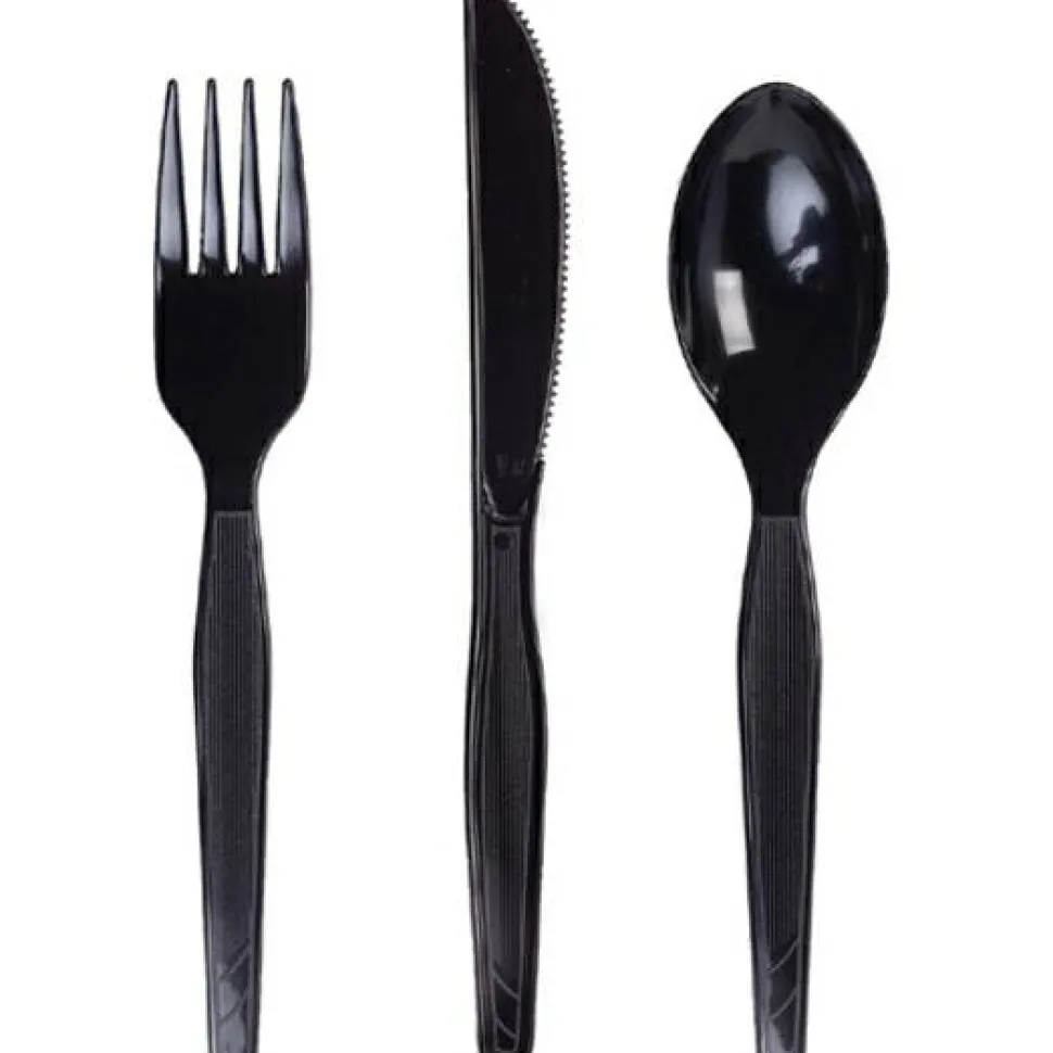 Dixie Medium-Weight Polystyrene Disposable Spoons, 5.613"L, Black, 1000 Per Case
