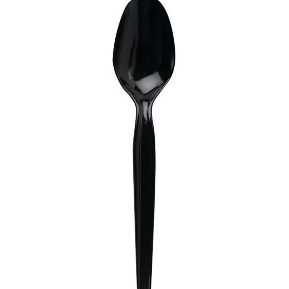 Dixie Medium-Weight Polystyrene Disposable Spoons, 5.613"L, Black, 1000 Per Case