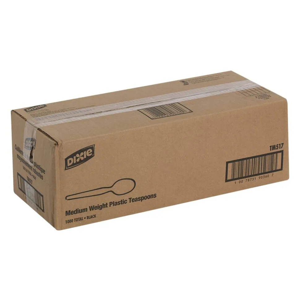 Dixie Medium-Weight Polystyrene Disposable Spoons, 5.613"L, Black, 1000 Per Case
