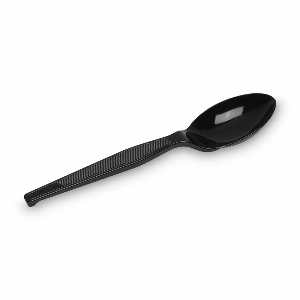 Dixie Medium-Weight Polystyrene Disposable Spoons, 5.613"L, Black, 1000 Per Case