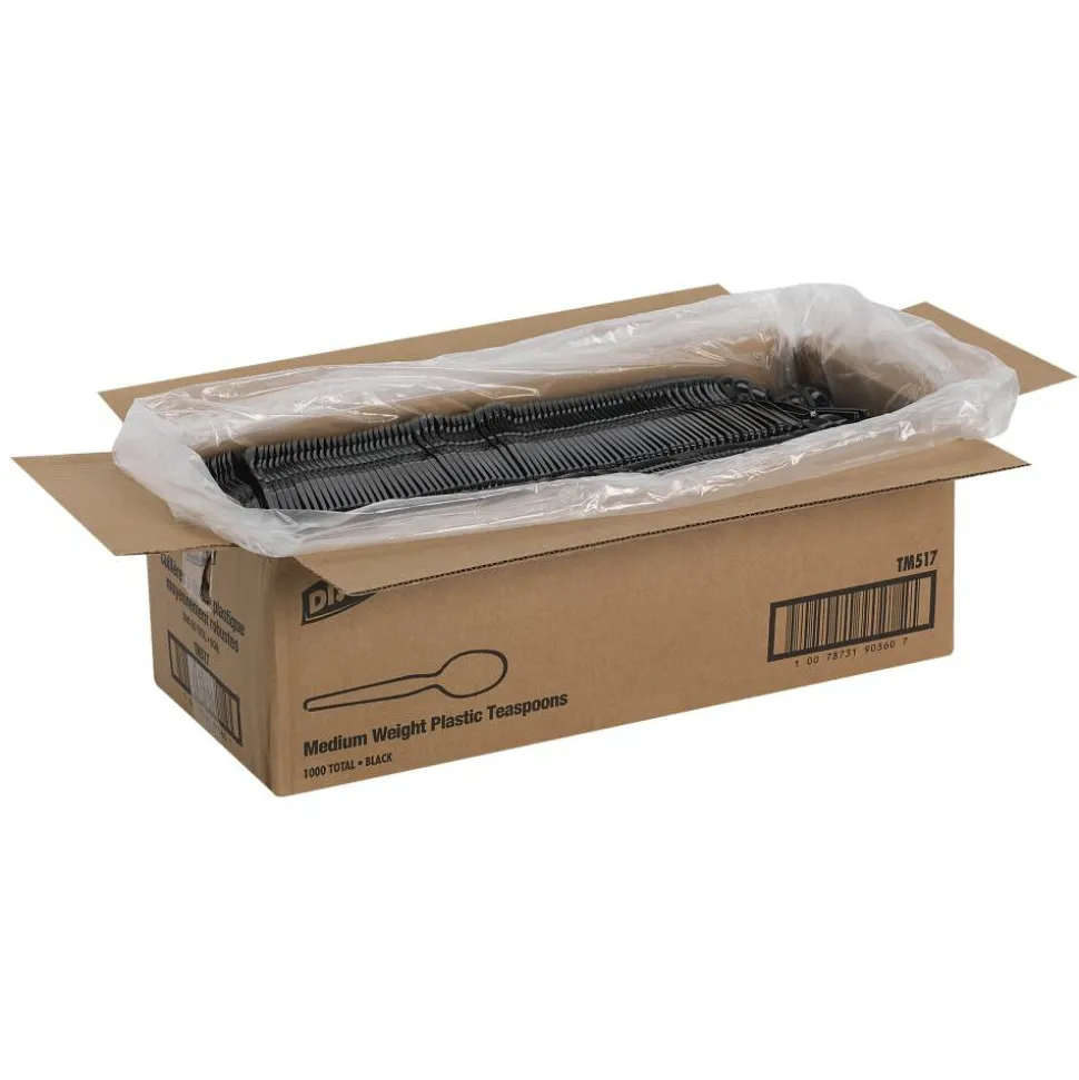 Dixie Medium-Weight Polystyrene Disposable Spoons, 5.613"L, Black, 1000 Per Case