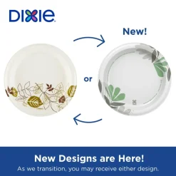 Dixie Pathways Soak-Proof Shield Mediumweight Paper Plates, WiseSize, 6.87" dia, Green/Burgundy, 125/Pack