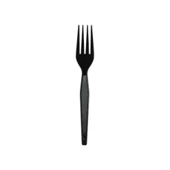 Dixie Plastic Cutlery, Heavyweight Fork, Black, 1,000/Carton