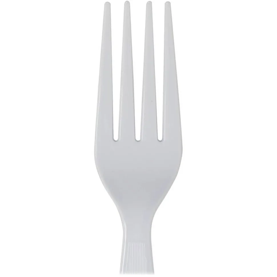 Dixie Plastic Cutlery, Heavyweight Fork, White, 1,000/Carton