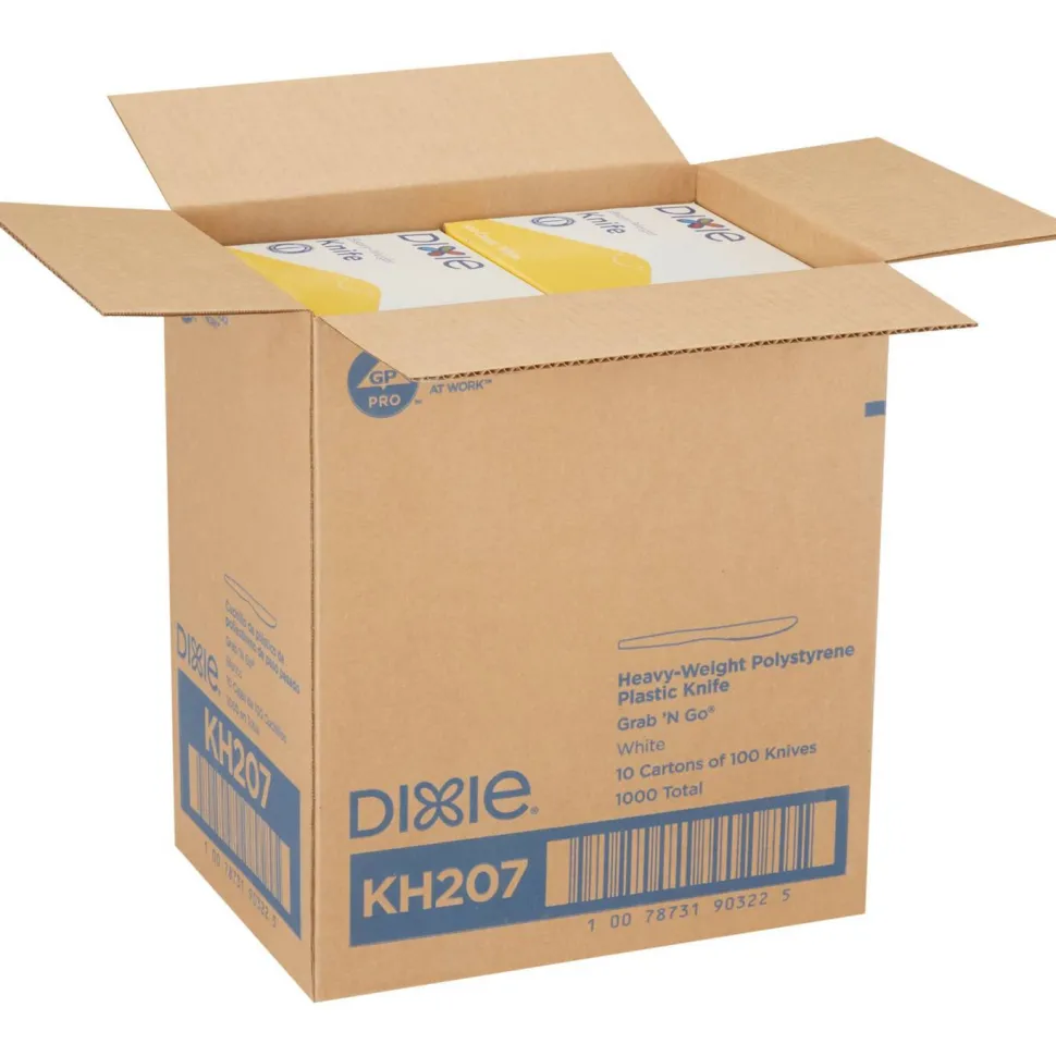 Dixie Plastic Cutlery, Heavyweight Knife, White, 100/Box