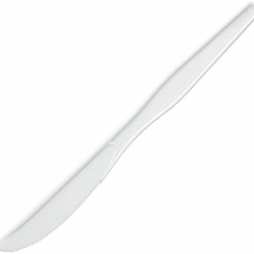 Dixie Plastic Cutlery, Heavyweight Knife, 7.5", White, 1,000/Carton