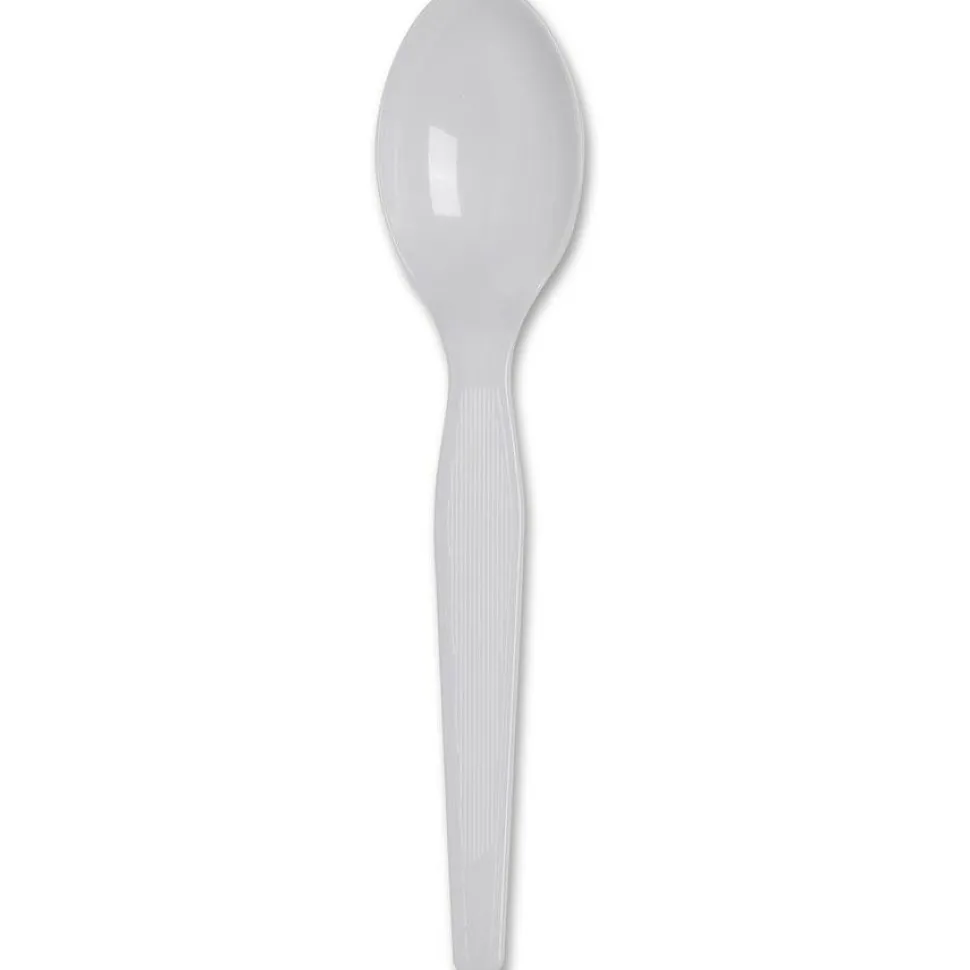 Dixie Plastic Cutlery, Heavyweight Spoon, White, 100/Box
