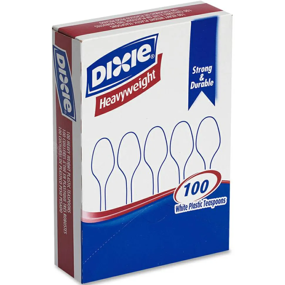 Dixie Plastic Cutlery, Heavyweight Spoon, White, 100/Box