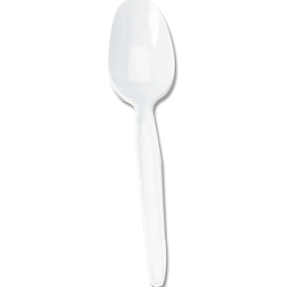 Dixie Plastic Cutlery, Heavyweight Spoon, White, 100/Box
