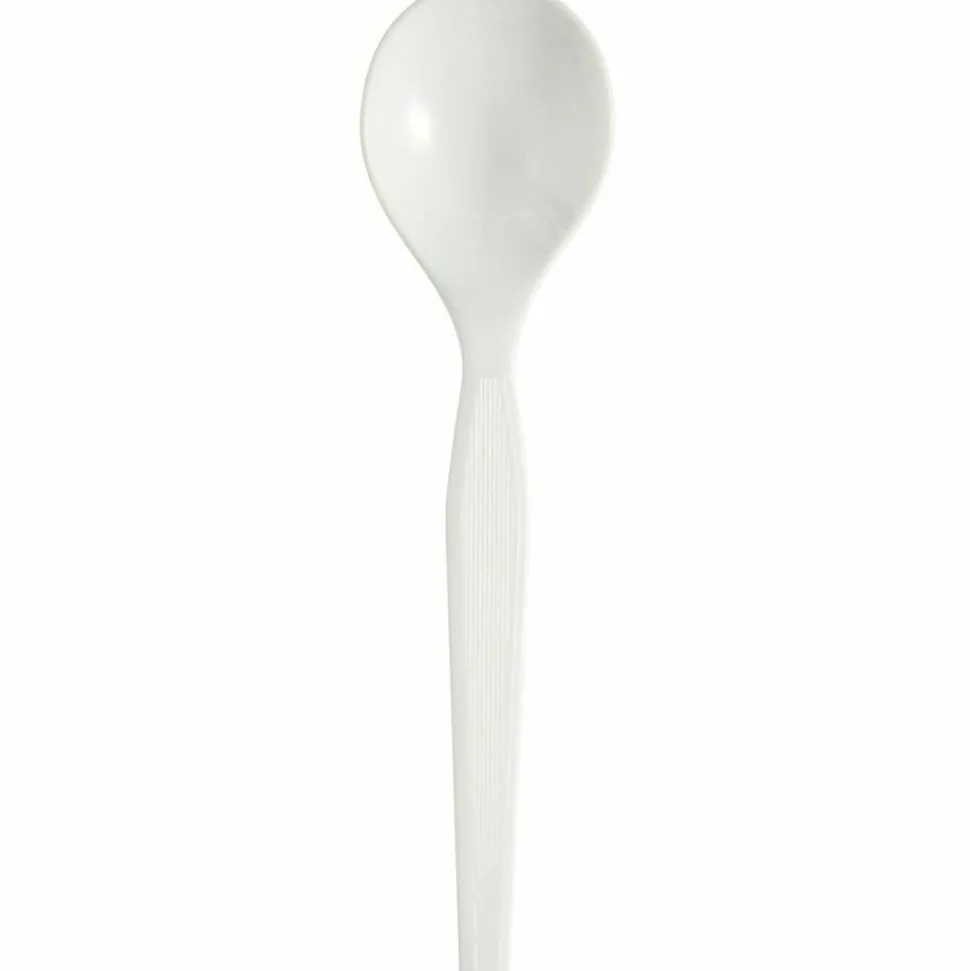 Dixie Plastic Cutlery, Heavyweight Soup Spoon, White, 1,000/Carton