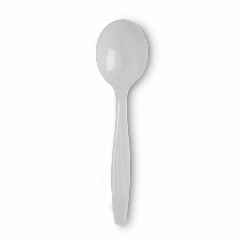 Dixie Plastic Cutlery, Heavyweight Soup Spoon, White, 1,000/Carton