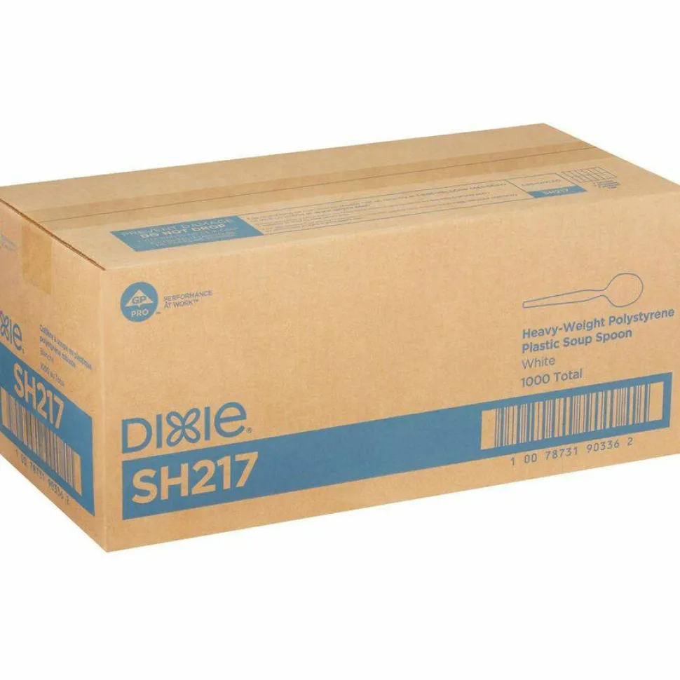 Dixie Plastic Cutlery, Heavyweight Soup Spoon, White, 1,000/Carton
