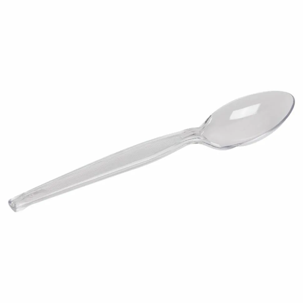 Dixie Plastic Cutlery, Heavyweight Spoon, Crystal Clear, 1,000/Carton