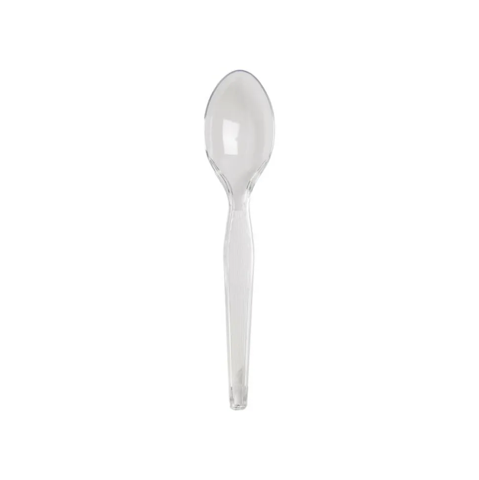 Dixie Plastic Cutlery, Heavyweight Spoon, Crystal Clear, 1,000/Carton