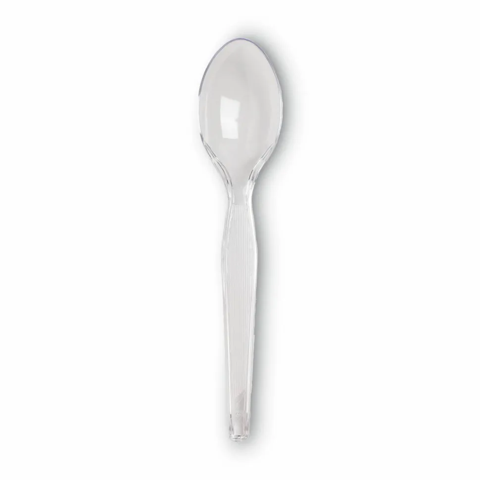 Dixie Plastic Cutlery, Heavyweight Spoon, Crystal Clear, 1,000/Carton
