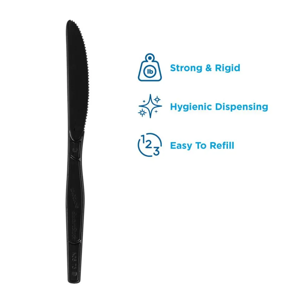 Dixie SmartStock Plastic Cutlery Refill, Series-O, Mediumweight Knife, Black, 40/Pack, 24 Packs/Carton