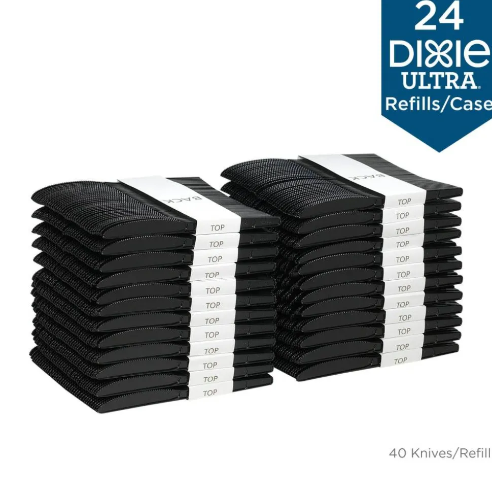 Dixie SmartStock Plastic Cutlery Refill, Series-O, Mediumweight Knife, Black, 40/Pack, 24 Packs/Carton