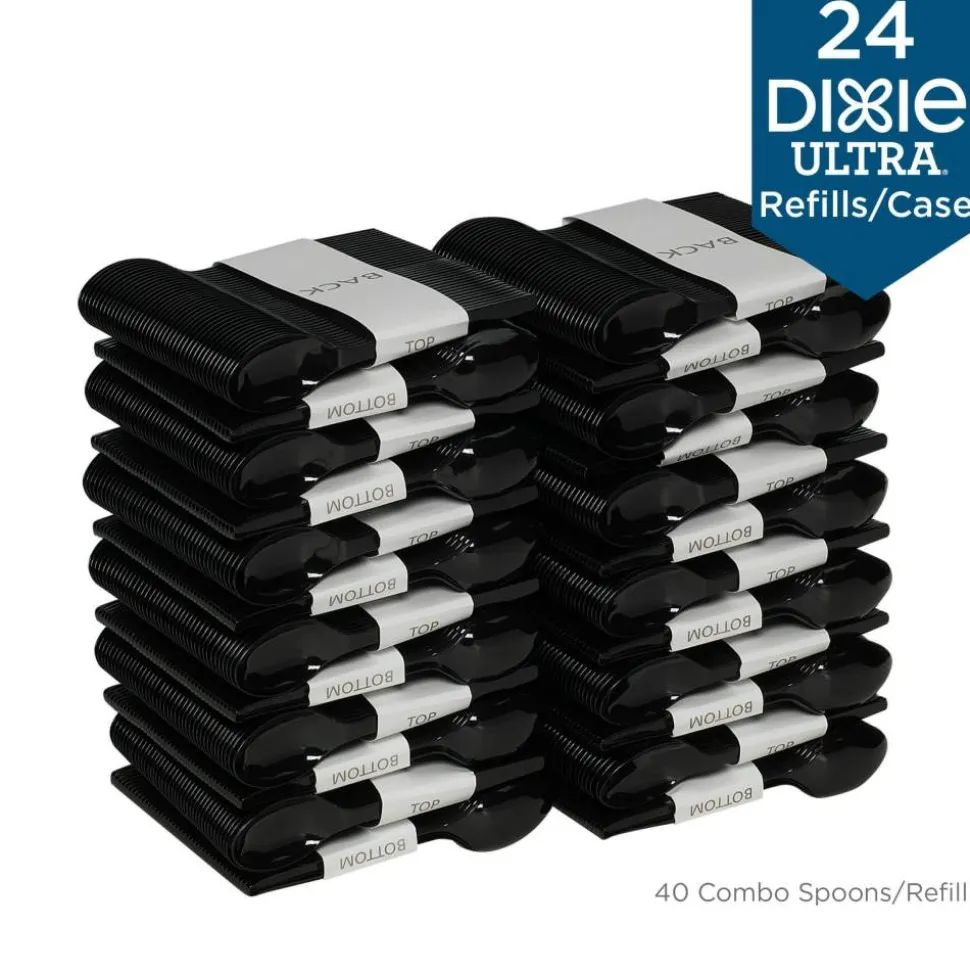Dixie SmartStock Plastic Cutlery Refill, Series-O, Mediumweight Spoon, Black, 40/Pack, 24 Packs/Carton