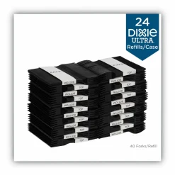 Dixie SmartStock Plastic Cutlery Refill, Series-O, Heavyweight Fork, Black, 40/Pack, 24 Packs/Carton