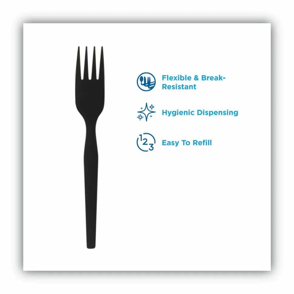 Dixie SmartStock Plastic Cutlery Refill, Series-O, Heavyweight Fork, Black, 40/Pack, 24 Packs/Carton