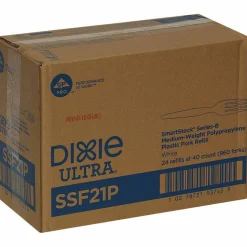 Dixie SmartStock Plastic Cutlery Refill, Series-B, Mediumweight Fork, White, 40/Pack, 24 Packs/Carton