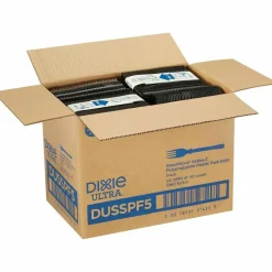 Dixie SmartStock Tri-Tower Dispensing System Polypropylene Cutlery, Mediumweight Fork, Plastic, Black, 40/Pack, 24 Packs/Carton