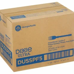 Dixie SmartStock Tri-Tower Dispensing System Polypropylene Cutlery, Mediumweight Fork, Plastic, Black, 40/Pack, 24 Packs/Carton