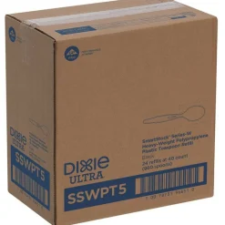 Dixie SmartStock Wrapped Heavyweight Cutlery Refill, Spoon, Plastic, Black, 960/Carton