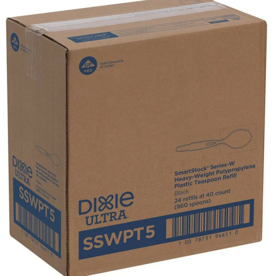 Dixie SmartStock Wrapped Heavyweight Cutlery Refill, Spoon, Plastic, Black, 960/Carton