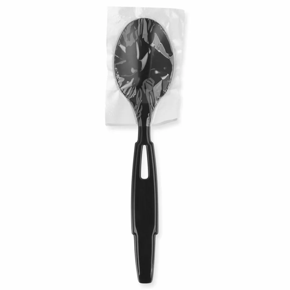 Dixie SmartStock Wrapped Heavyweight Cutlery Refill, Spoon, Plastic, Black, 960/Carton