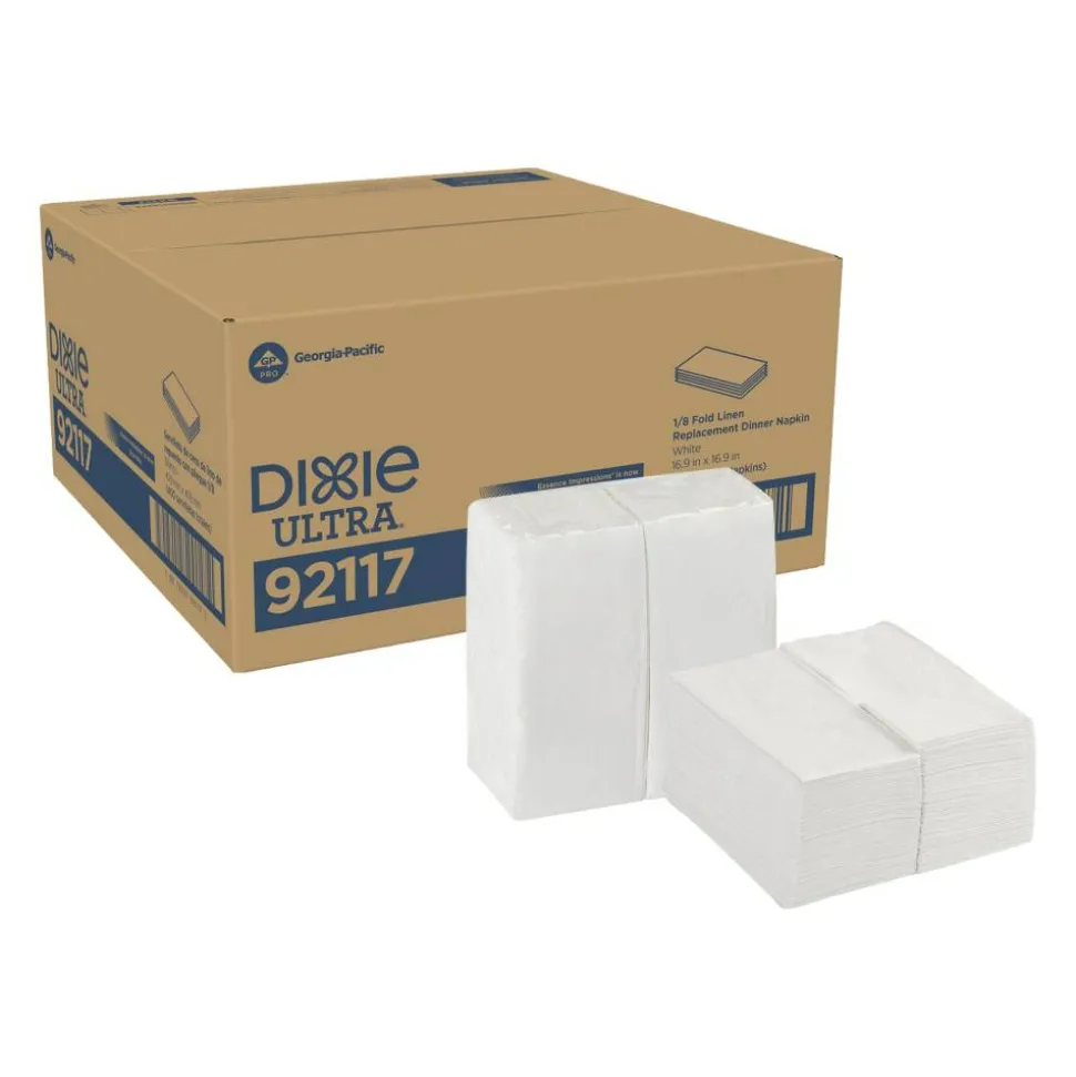 Dixie Ultra Dinner Napkins, 16-15/16" x 16-15/16", White, 50 Napkins Per Pack, Set Of 8 Packs