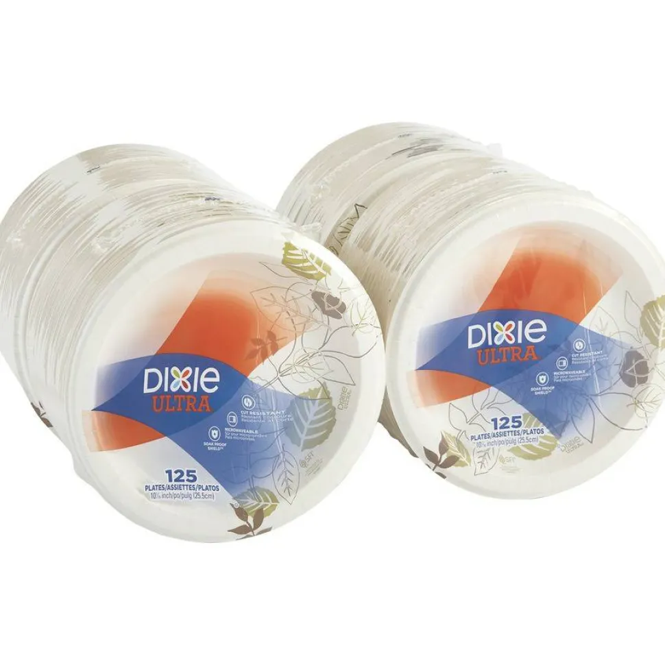 Dixie Ultra 10-1/16" Heavy-Weight Paper Plates, Pathways, 500 Count (125 Plates Per Pack, 4 Packs Per Case)