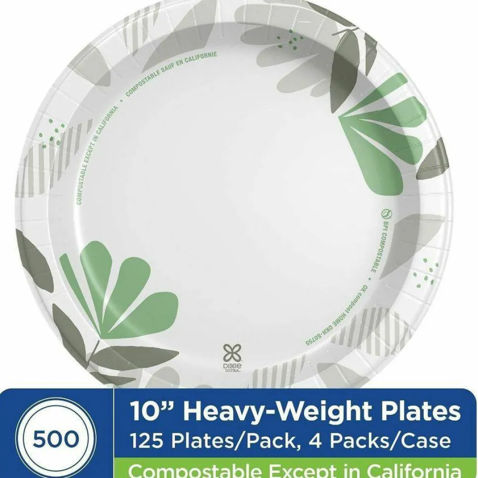 Dixie Ultra 10-1/16" Heavy-Weight Paper Plates, Pathways, 500 Count (125 Plates Per Pack, 4 Packs Per Case)