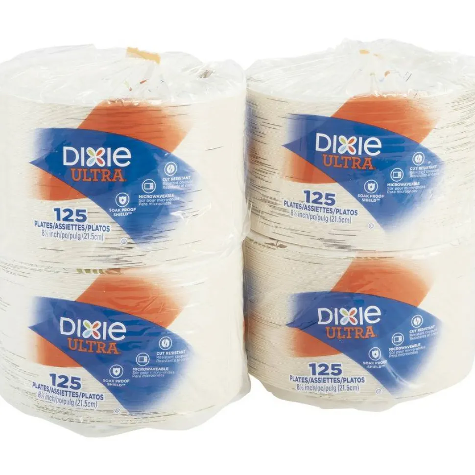 Dixie Ultra 8 1/2" Heavy-Weight Paper Plates, Pathways, 500 Count (125 Plates Per Pack, 4 Packs Per Case)