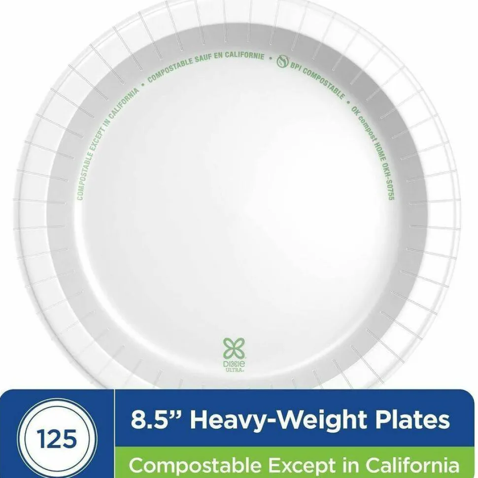 Dixie Ultra Heavy-Weight Paper Plates, 8.5" dia, 125/Pack, 4 Packs/Carton