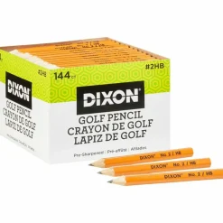 Dixon Presharpened Golf Pencils, Presharpened, #2 Lead, Soft, Pack of 144