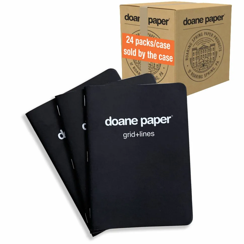 Doane Utility Notebook Large 7"x5" 24 Sheets/bk 50# Grid + Lines - 3 Pack
