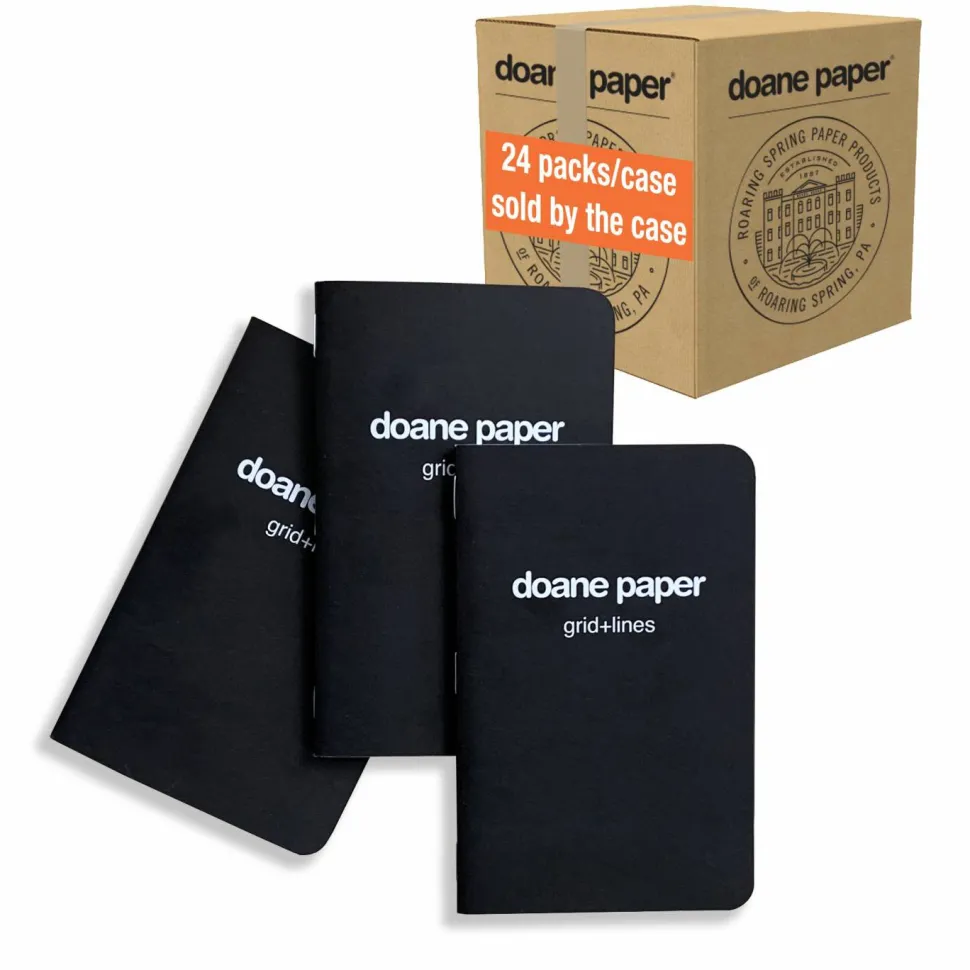 Doane Utility Notebook Small 5.5"x3.5" 24 Sheets/bk 50# Grid + Lines - 3 Pack